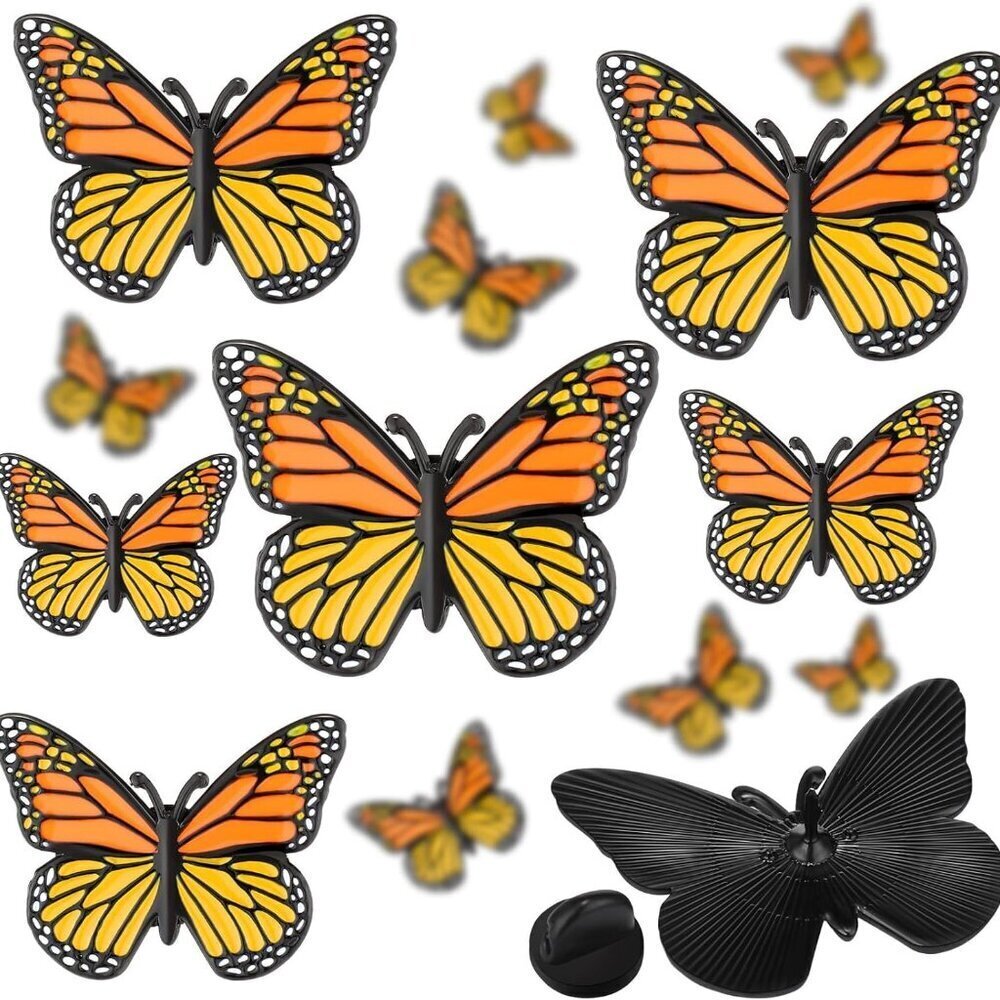 Monarch Butterfly Lapel Pins Enamel Bulk Decorations for Day of The Dead Wedding